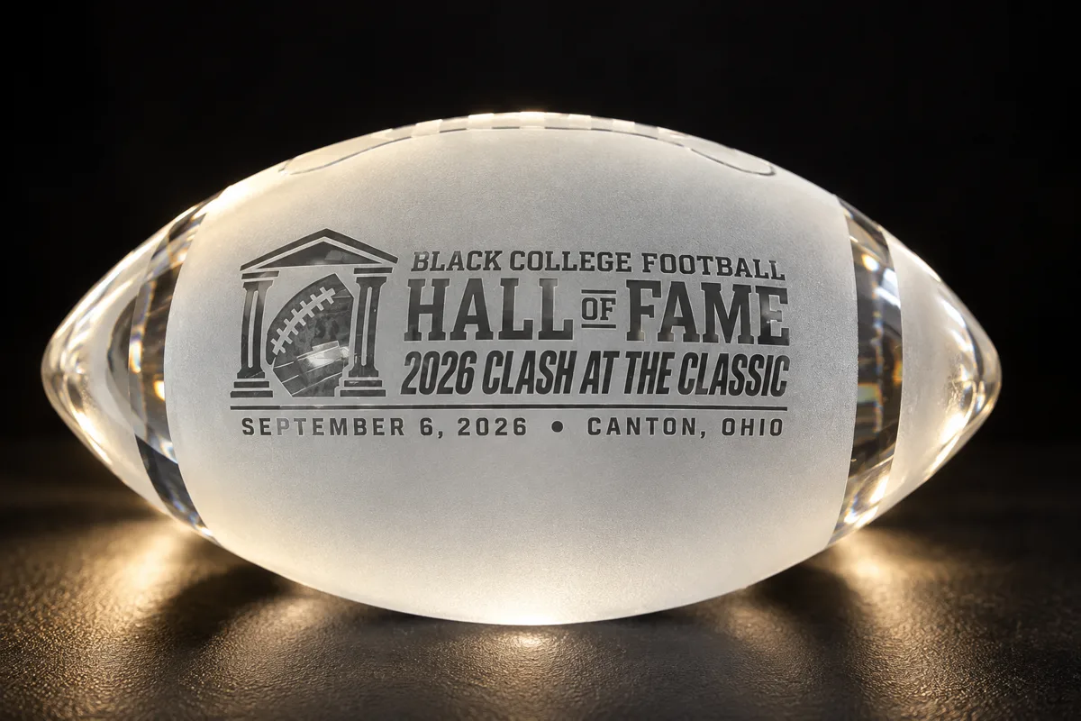 Black College Football Hall of Fame 2026 Clash at the Classic frosted crystal football by Crystal Legacy Moments